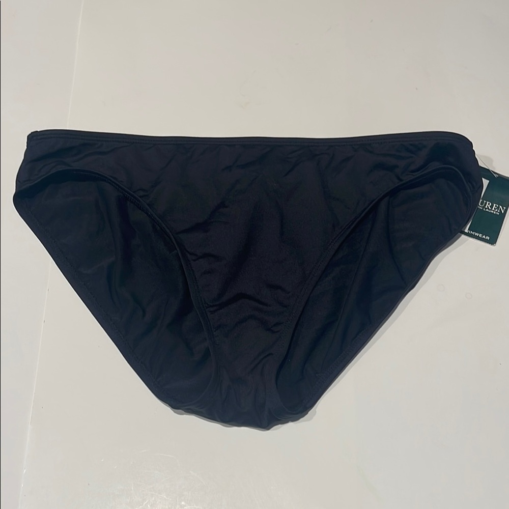 🎉 Ralph Lauren solid black swim bikini bottoms NWT $46